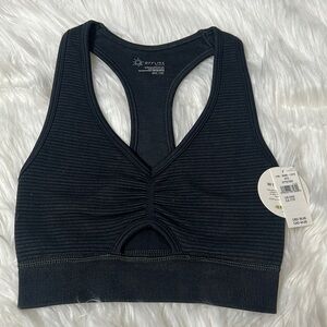 NWT Offline By Aerie Black Keyhole Front Cut Out Seamless Medium Support Bra XXS